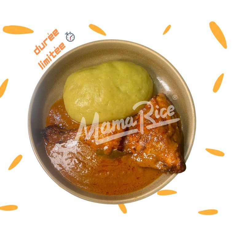 Cuisine africaine Foutou Poulet au restaurant africain et halal Mama Rice
