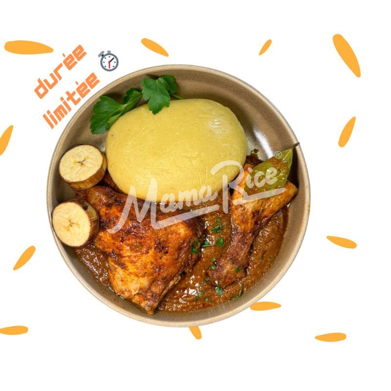 Cuisine africaine Foutou Poulet au restaurant africain et halal Mama Rice