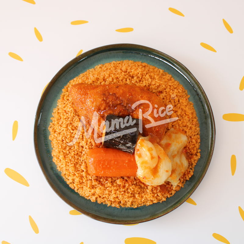 Cuisine africaine Thieb Rouge Poulet au restaurant africain et halal Mama Rice