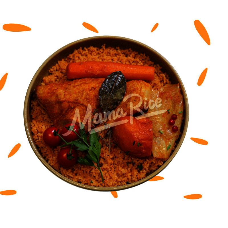 Cuisine africaine Thieb Rouge Poulet au restaurant africain et halal Mama Rice
