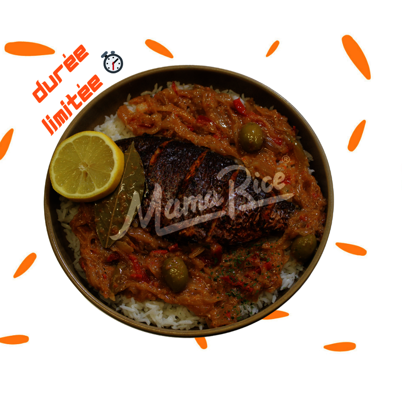 Cuisine africaine Yassa poisson (Dorade) au restaurant africain et halal Mama Rice