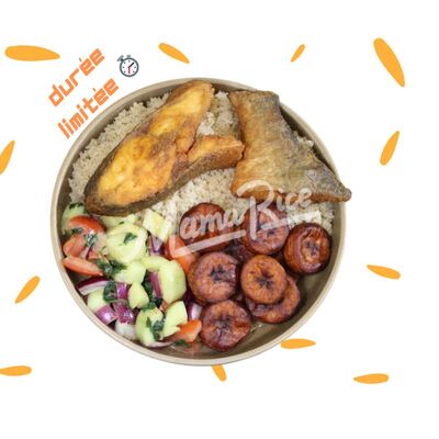 Plat africain Attiéké au restaurant halal Mama Rice