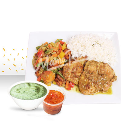 Plat africain Poulet DG au restaurant halal Mama Rice